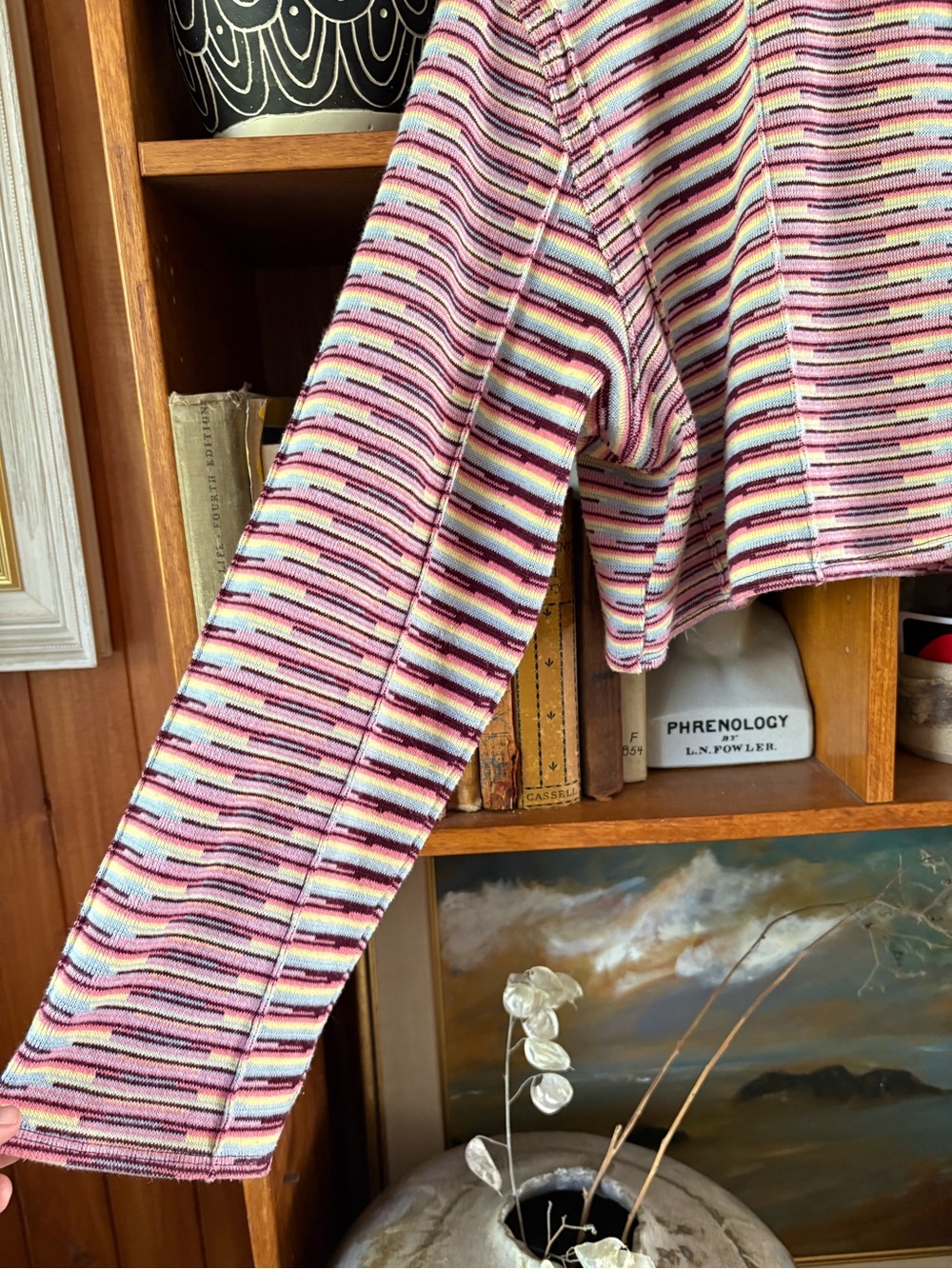 Urban Outfitters Boho Stripe Boxy Crop Sweater M - Picture 5 of 9